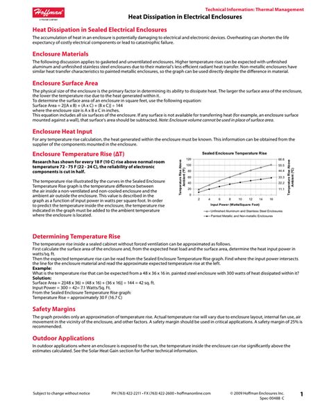 hoffman heat dissipation in electrical enclosures|heat dissipation chart.